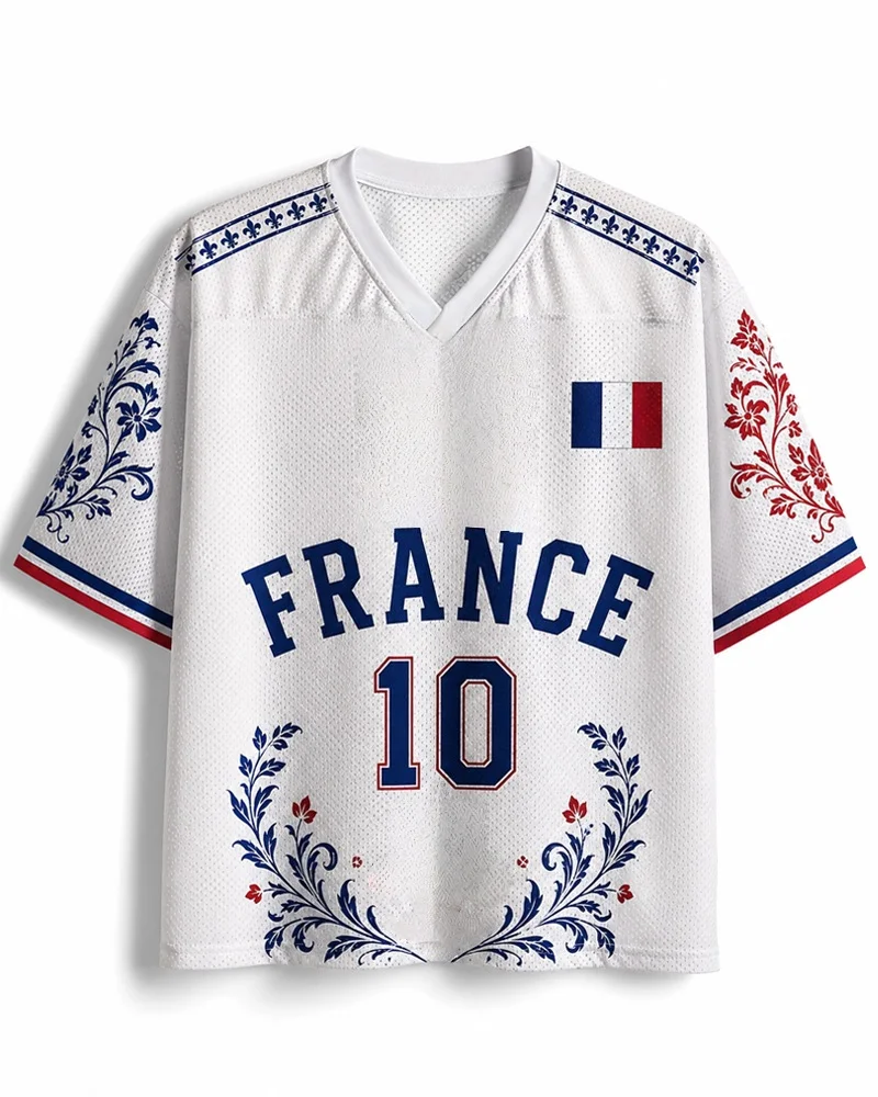 Refreshing and Sporty Atmosphere, Fan Street V-neck Short Sleeved T-shirt, 3D Printed Casual Sports Versatile Mesh Top