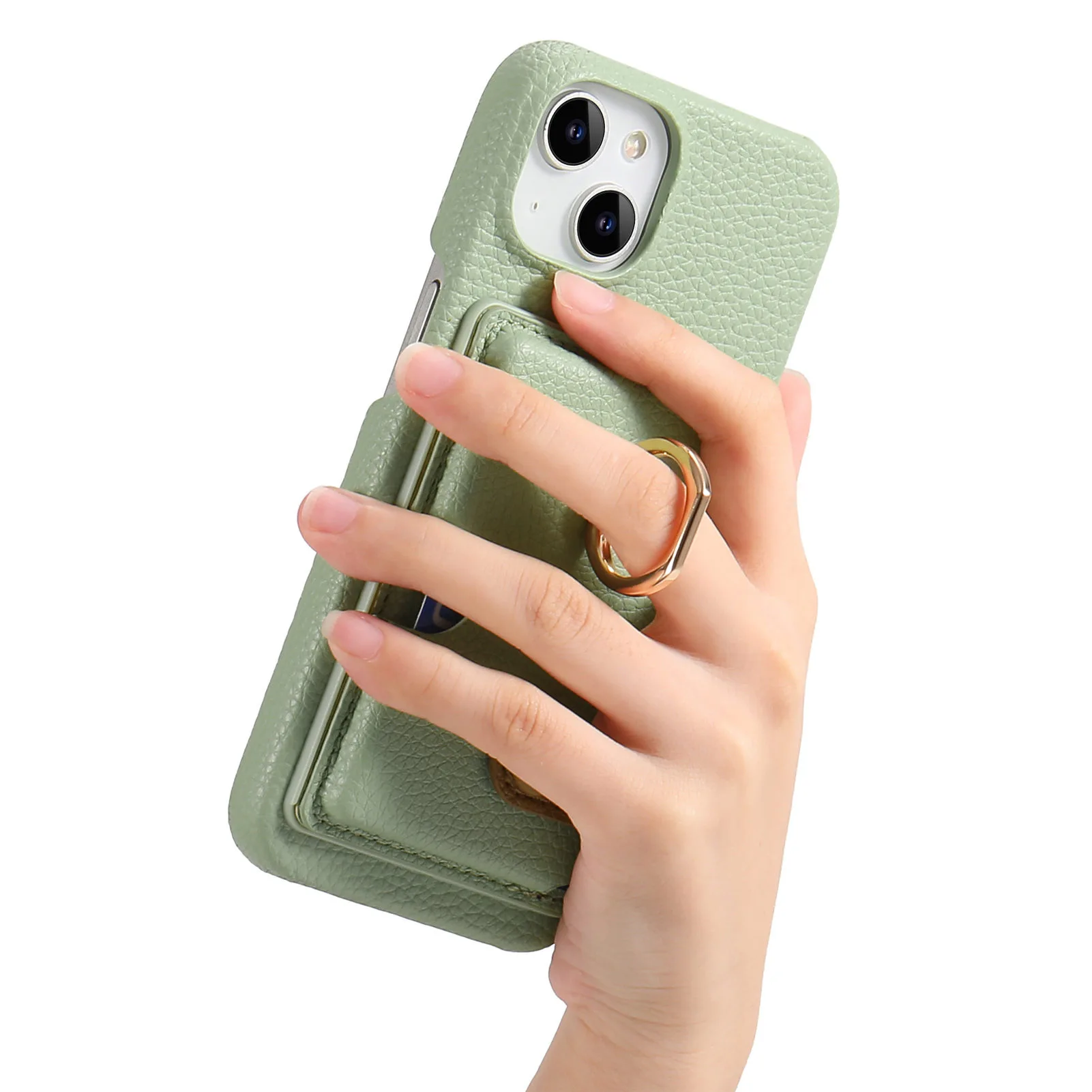 Leather Ring Support Phone Case for IPhone 17 Air 16E 18 16 15 14 13 12 11 Pro Max Plus Wallet with Card Holder Shockproof Cover