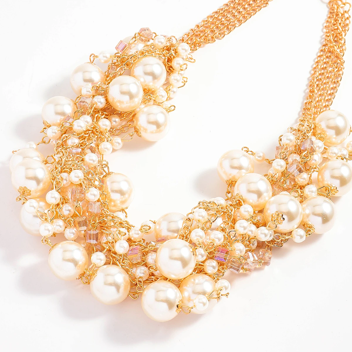 Bohemia Imitation Pearl Necklaces Multi Layers Metal Chain Light Luxury Retro Jewelry Fashion for Women Banquet Jewelry