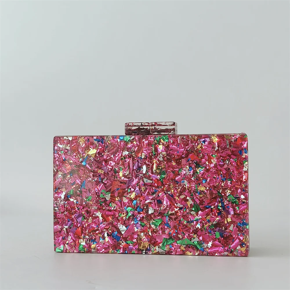 أنثى مأدبة مساء حقائب كروسبودي كيس الاكريليك الرئيسي المحافظ وحقائب اليد النساء متعدد الألوان البرسبيكس صندوق هندسي مخلب المحفظة #1