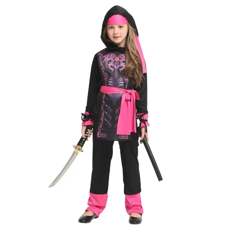Umorden الوردي التنين النينجا فتاة زي للطفل الاطفال 4-6Y 6-8Y 8-10Y بوريم هالوين ازياء فانتازيا فستان بتصميم حالم
