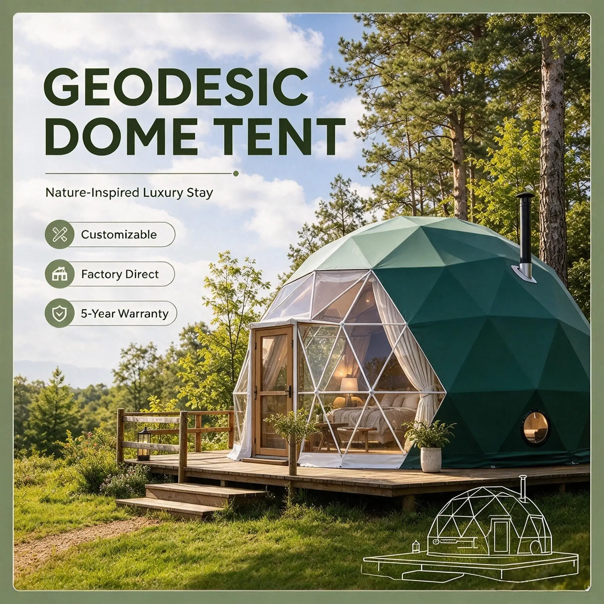 Custom Waterproof Luxury Geodesic Round Dome House, PVC Glass Canopy Tent for Garden Patio Holiday Camp & Events