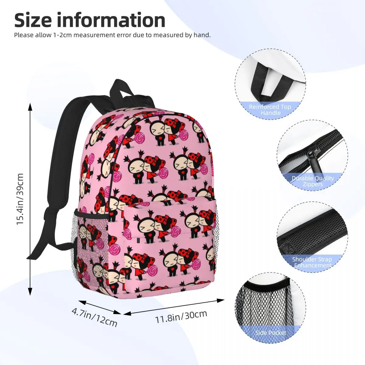 Cartoon Cute Pucca Backpack Daypack Large Capacity Boys Girls BookBag Shoulder Bags for Men Women Children School Bag