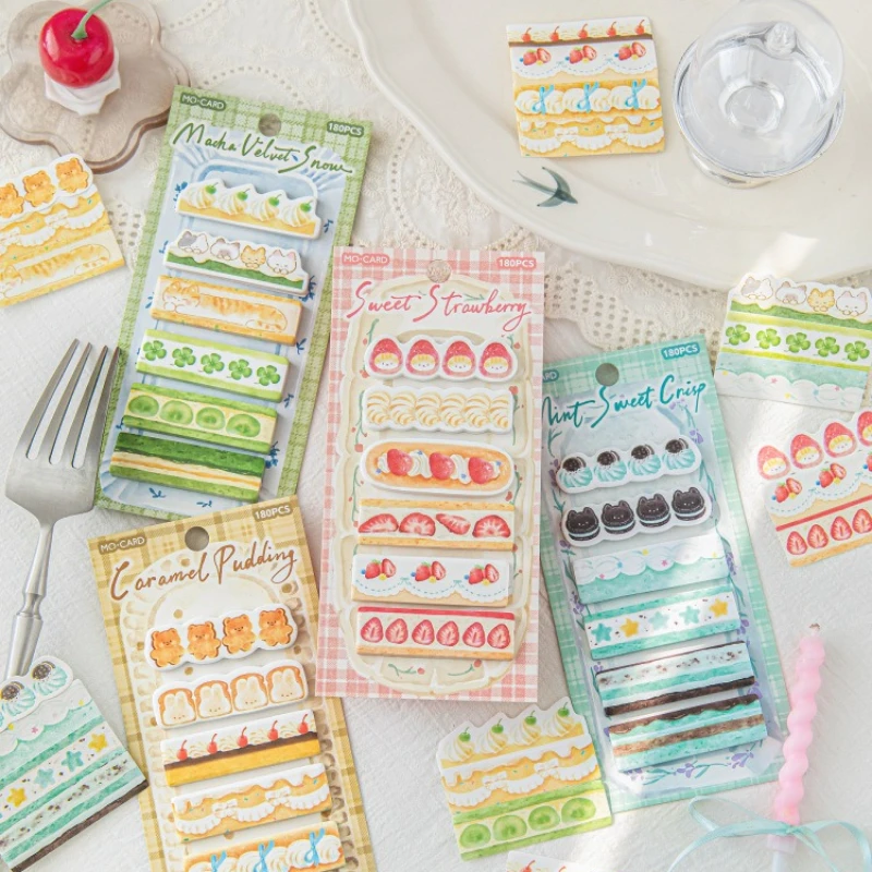 Kawai Gift Special Shaped Index Sticky Notes Dingding Cake Shop Series Student Classification Key Mark Message Stickers Lovely