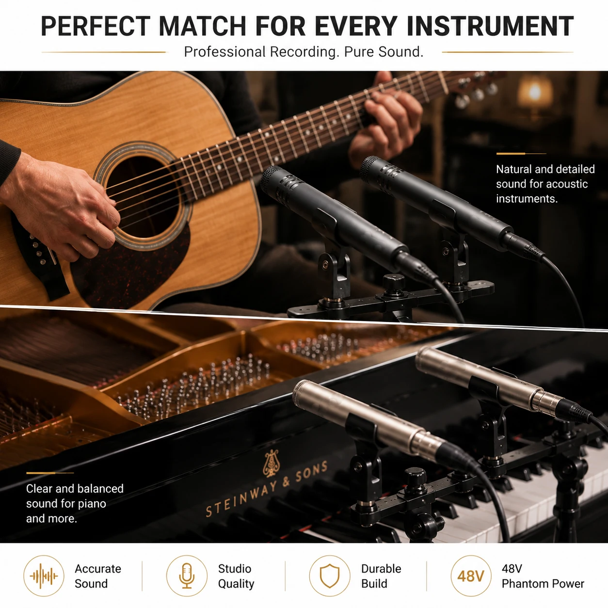 2-C / 614 Condenser Microphone Profissional Studio Instrument Mic 2 Pack for Drum Vocal Podcast Recording Microfone Condensador view 6