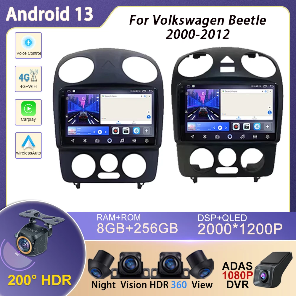 

Stereo Android13 For Volkswagen Beetle 2000-2012 Multimedia Car Player GPS Auto Radio Navigation DVD Head Unit Screen NO 2DIN