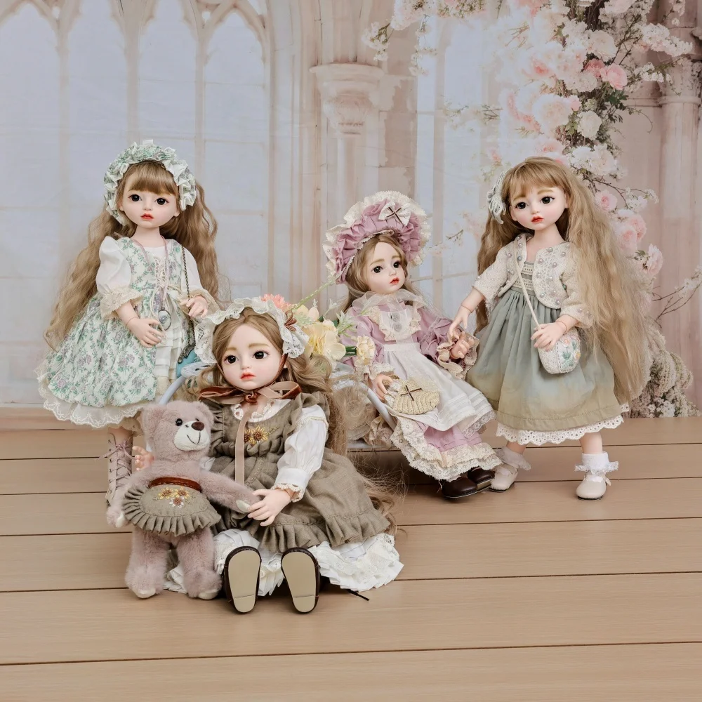 

18-дюймовая кукла Cloveray в деревенском стиле 1/4 BJD, милая виниловая кукла ручной работы, высококачественная сферическая шарнирная кукла, подарок для ребенка с кронштейном