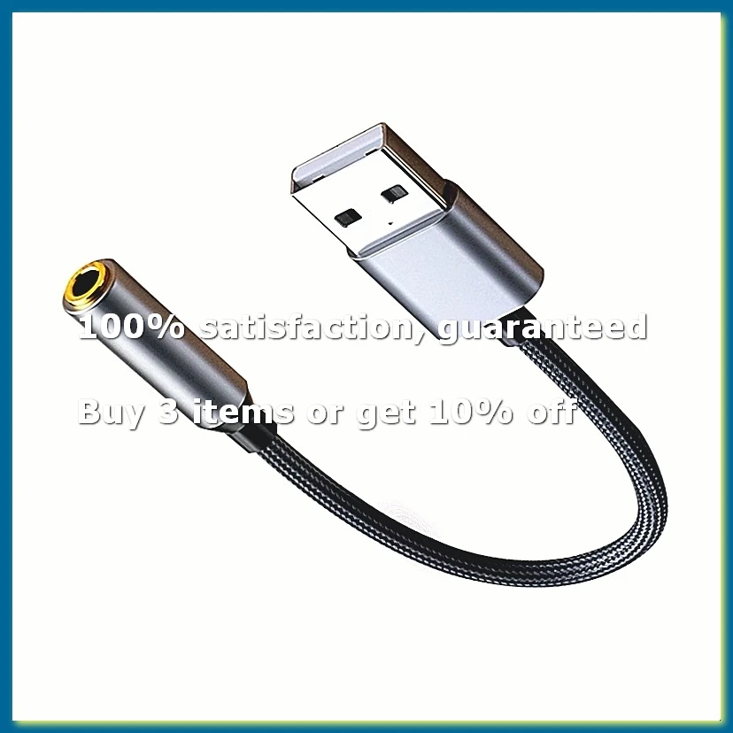 USB to 3.5mm Jack Audio Adapter USB to Audio Jack Adapter Headset USB A to 3.5mm Female External Stereo Sound Card B-A12I