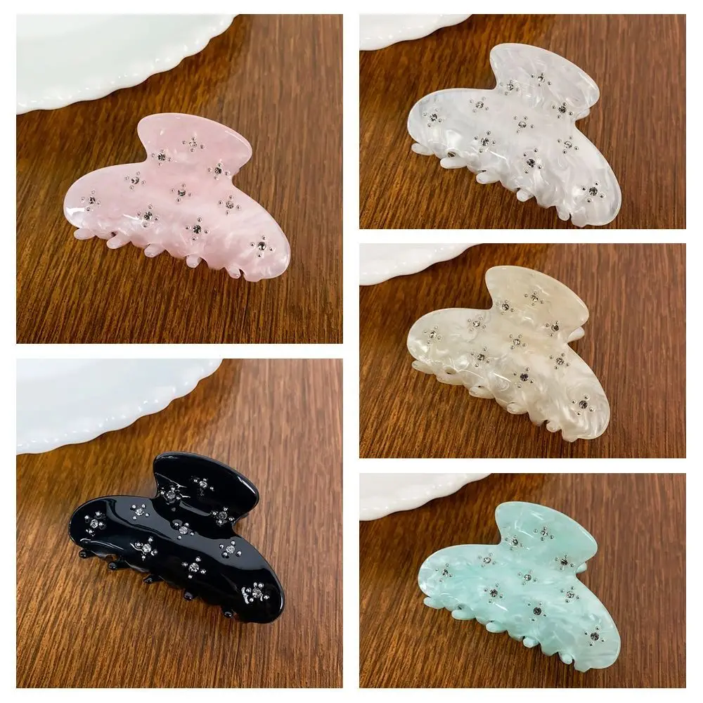 Fermaglio per capelli con artiglio per capelli in acetato trasparente con strass Fermaglio per squalo Clip per squalo con acido acetico Copricapo Artiglio per capelli con strass a farfalla