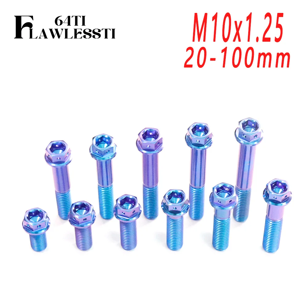 FLAWLESSTI M10×20-100×1.25 Pitch Gr5 Titanium Bolts Rear Shock Swingarm Exhaust Pipe Caliper Bolts For Honda Forza 350 Xmax 300
