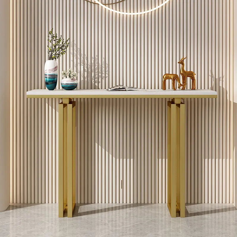 Picture 3: Multifunctional Hallway Table Light Luxury Entryway Console Table for Living Room Narrow Sofa Tables Modern Half Moon Shelf