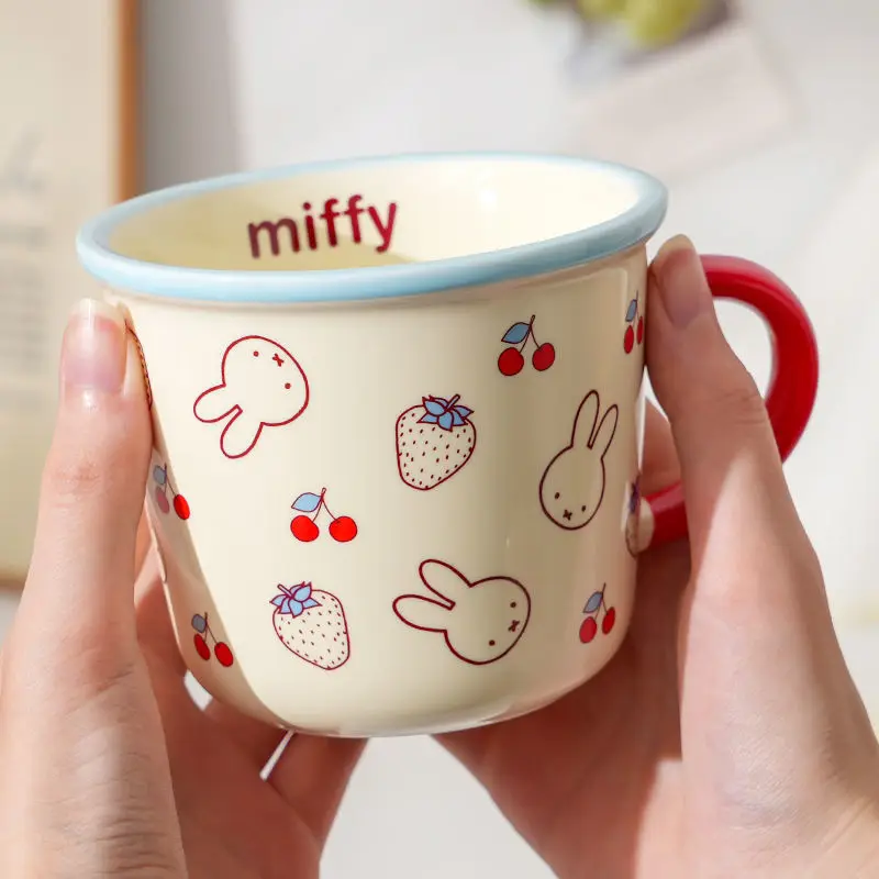 ​ ​ Miffy-taza de café de cerámica Kawaii de gran capacidad para desayuno, utensilios de cocina de alta estética, Material resistente al calor, apto para microondas ​
