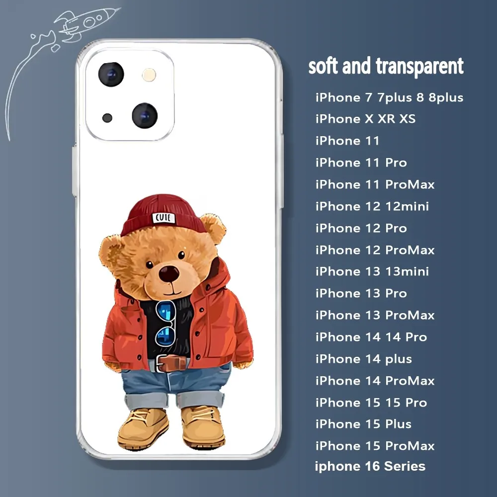 Baron Filou Bear Phone Case For Iphone 16 15 11 13 14 Pro Max 7 8 Plus X Xr Xs Max 12mini Transparent Cover