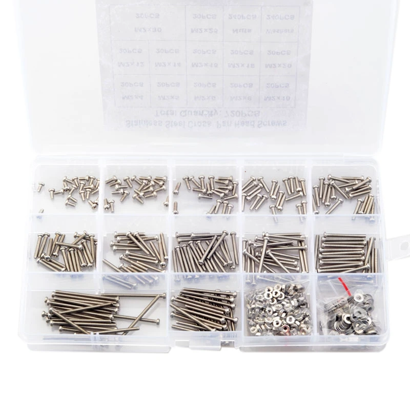 

720Pcs M2 Stainless Steel Flat Head Bolts And Nuts Assortment Kit With Storage Box