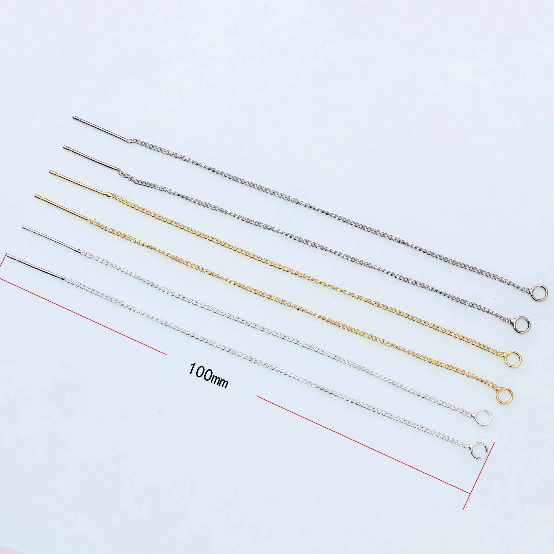 14K Plain Thin Threader Earrings Ear Wires Curved Link Cable Chain Style Line Earings Jewelry Findings 10 pcs