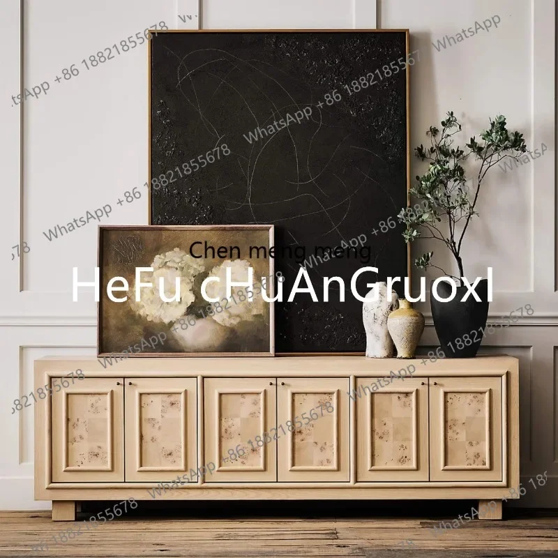M45 Medieval style solid wood tree tumor bark TV cabinet swing door solid wood dining side cabinet living room locker