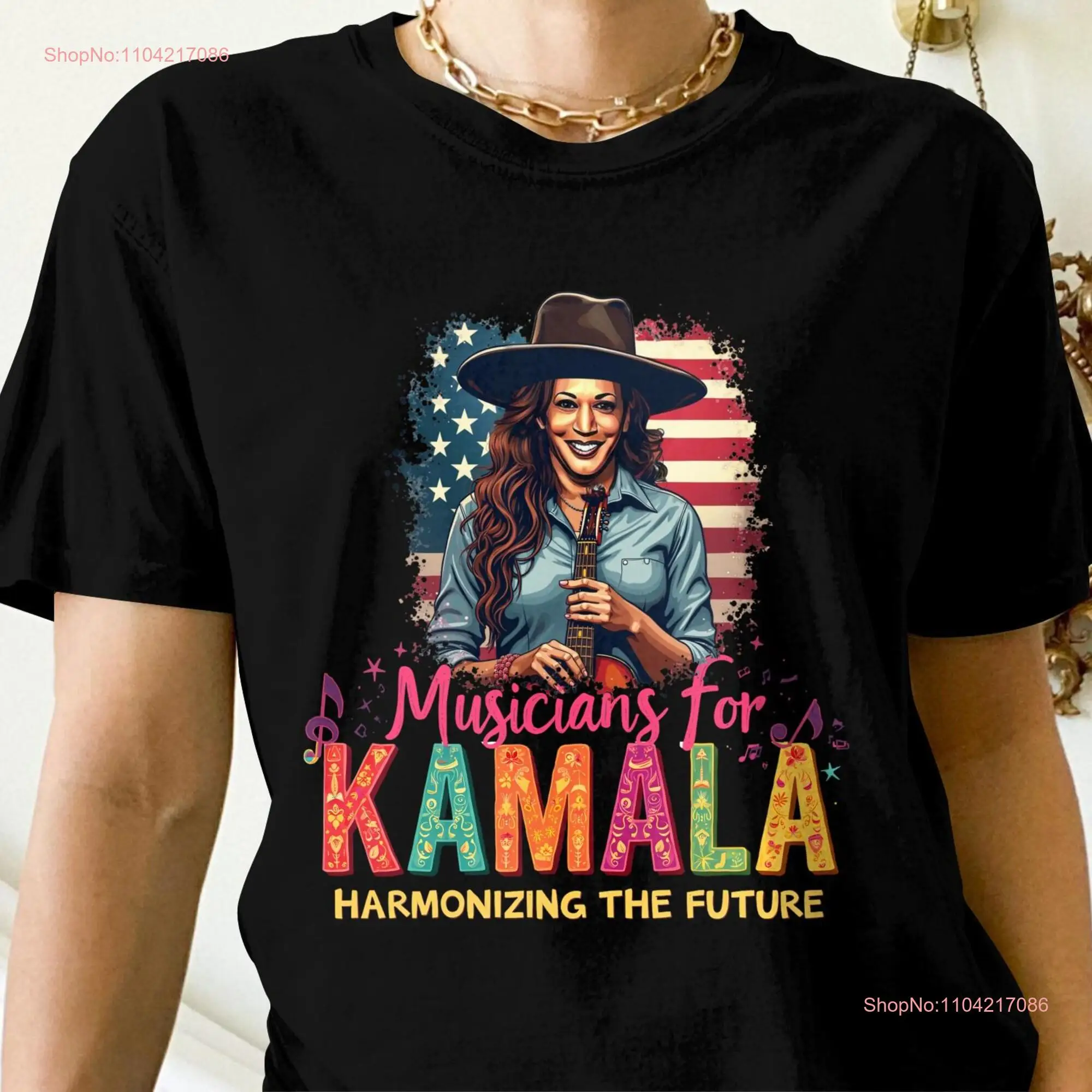 Musicians for Kamala Harmonizing the Future American Flag Patriotic Political Support Statement T Shirt SweaT