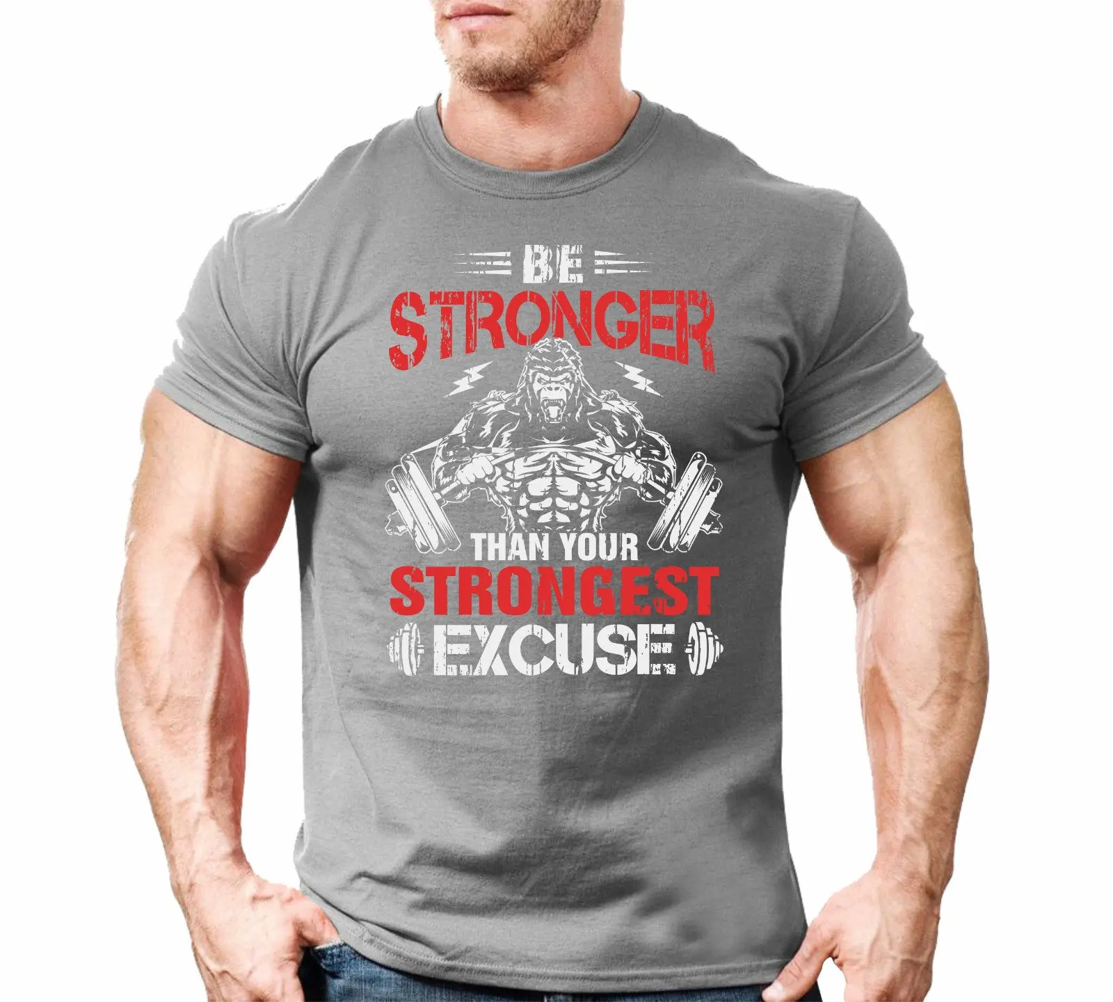 Be Stronger Gorilla T-Shirt Gym Summer Men Tracksuit Short Sleeve Pullover Top Breathable Sportswear Harajuku Fashion Streetwear