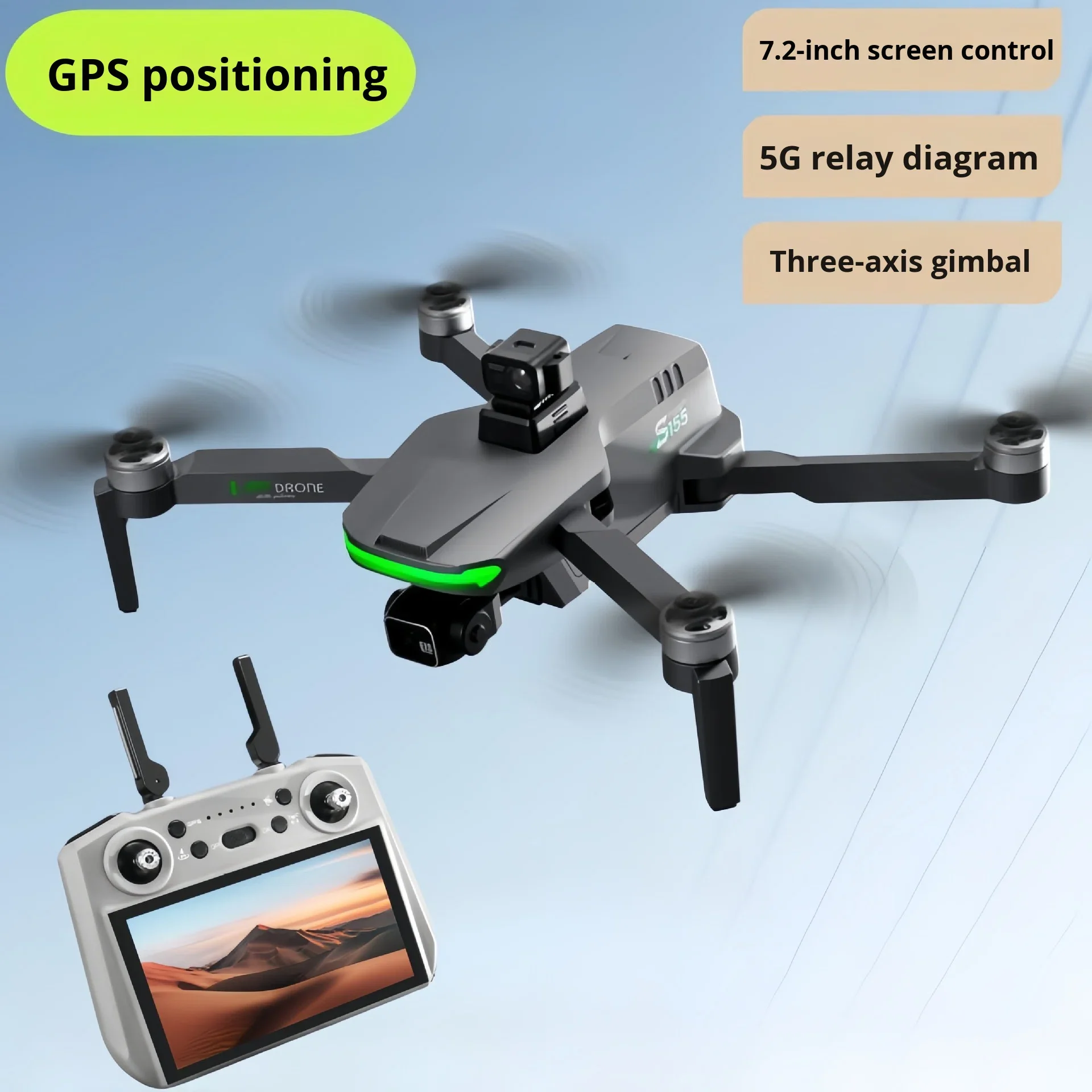 4K HD para iniciantes, prevenção de obstáculos GPS RC com tela de 7,2 polegadas 3KM