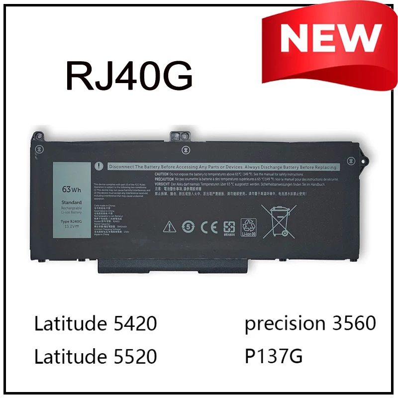 

Новая литий-ионная аккумуляторная батарея RJ40G для ноутбуков Dell Latitude 14 5420 5520, Precision 15 3560 075X16 Ce, быстрая зарядка, длительный срок службы