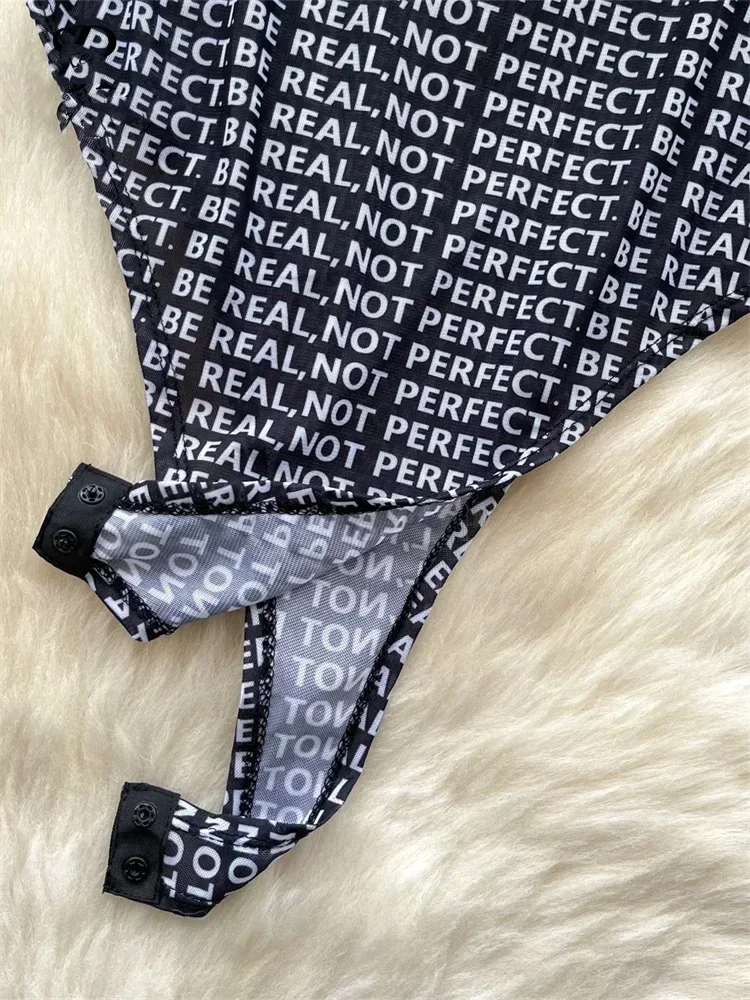 Frauen Sexy Damen Bodys Frauen Lange Ärmel Transparent Brief Gedruckt Chic Mode Schlank Hotsweet Mesh Playsuits Mode Neue