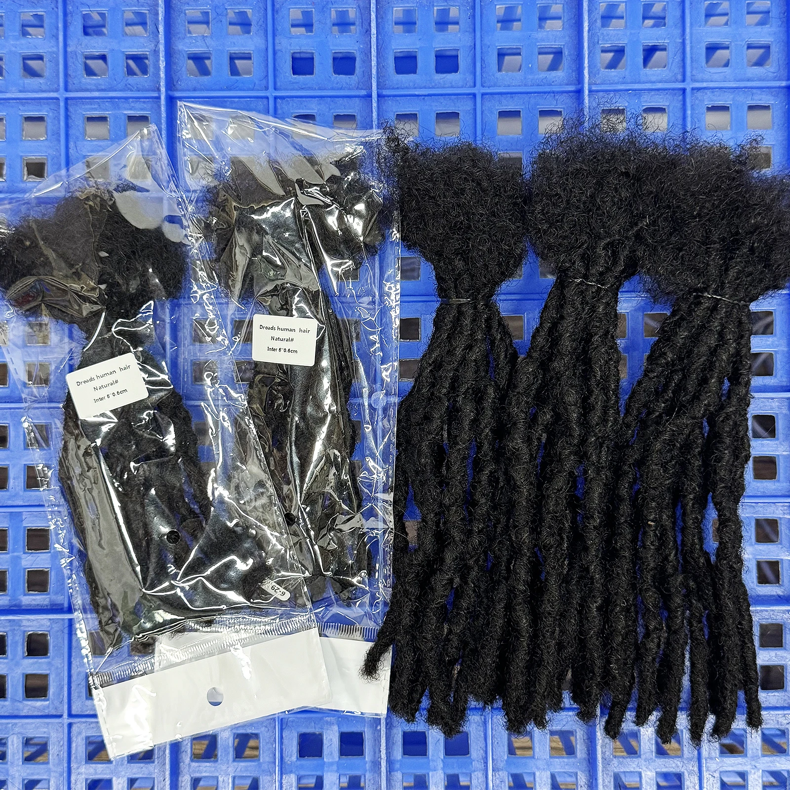 Natural Black 100% Human Hair Inter Loc Extensions 0.6cm Width 4-8 Inch Full Handmade Dreadlock Extensions for Men Women Kids