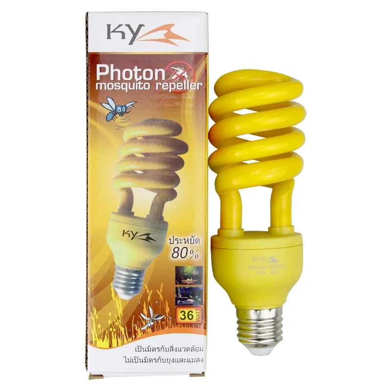 

Yellow E27 Semi Spiral Energy-saving Lamp UV Resistant Plant Lamp Archives Dust-free Workshop Mosquito Repellent Bulb