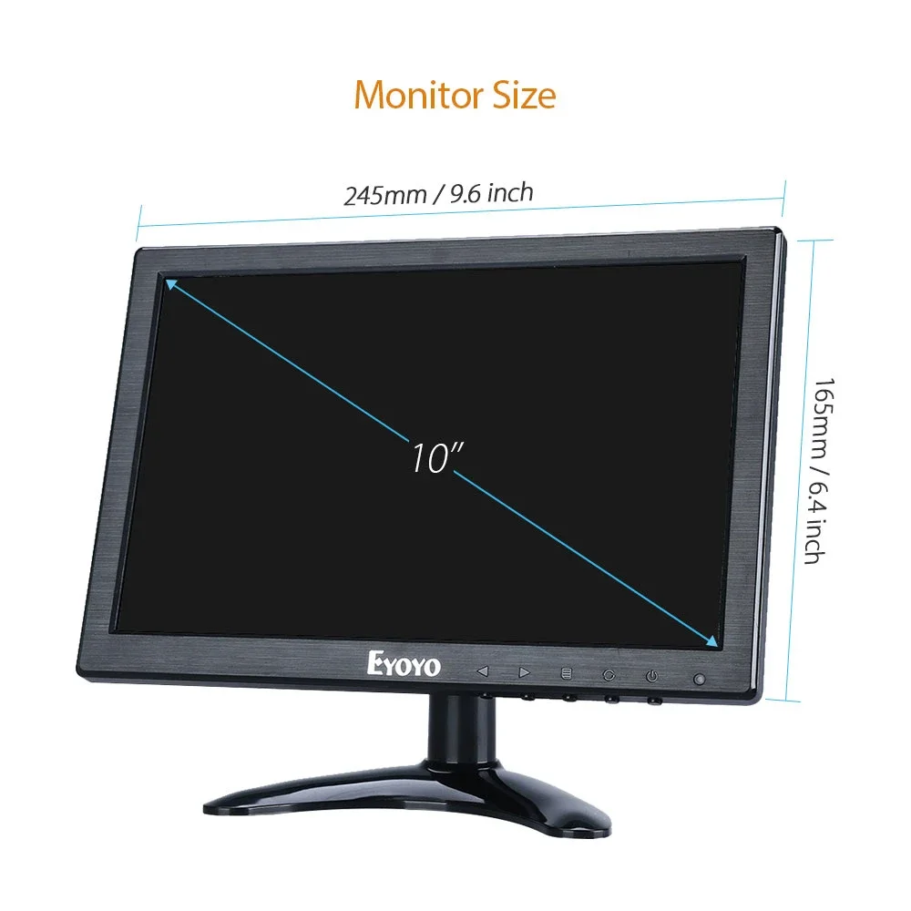 Imagem -05 - Eyoyo Em10g 1920x1200 16:10 Tela Ips 10 Monitor Lcd com Saída Bnc Vga av para Cctv Dvd pc Laptop Dvr Alto-falantes Embutidos