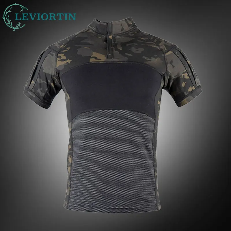 Męska kamuflażowa armia koszulka z krótkim rękawem męska letnia żaba żołnierze taktyczna bojowa koszulka siły wojskowe Multicam koszulka Camo