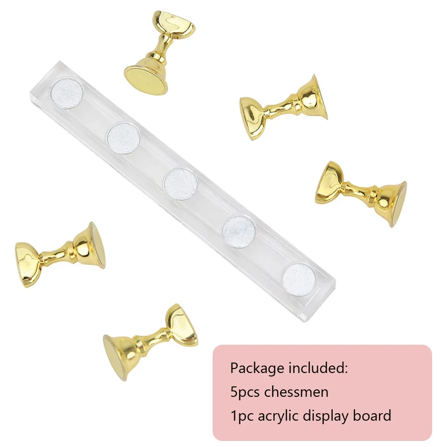 5-teiliges Nail Art Übungsständer-Set, Schachbrett, magnetische Spitzen, weißer und schwarzer Halter, polnisches Gel-Farbkarte-Werkzeug