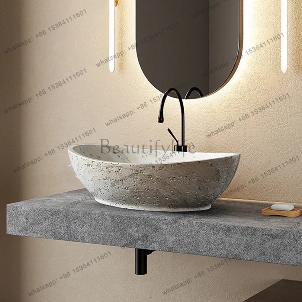 Artificial stone platform washbasin B & B retro style art hotel bathroom oval washbasin