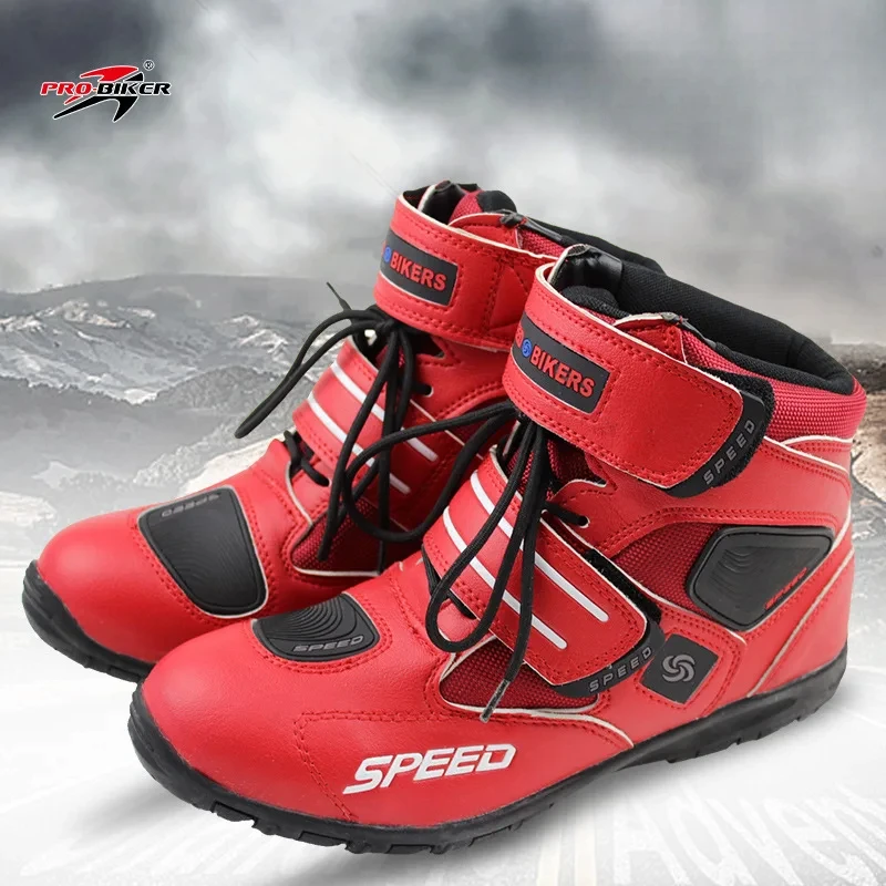 Motorcycle boots pro-biker High ankle racing shoes bikers leather outdoor race motocross motorbike riding shoes for women men