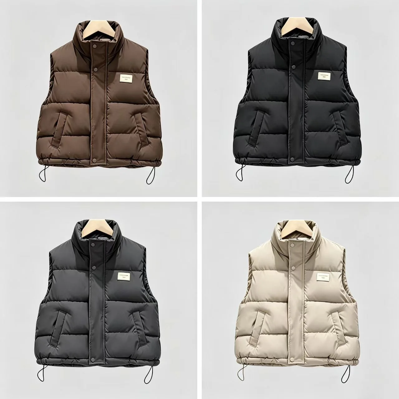 Boys Girls Vest Spring Autumn Solid Color Thick Keep Warm Stand Collar Waistcoat For 4-14Years Kids Winter Cotton Down Jacket