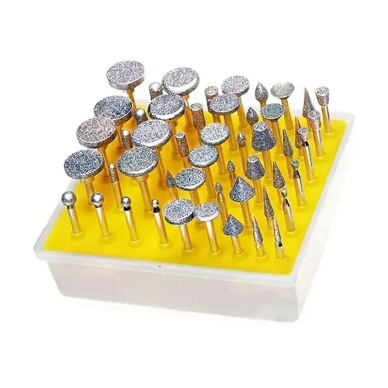 

TFORU-50Pcs Diamond Coated Grinding Head Grinding Burrs Set For Rotary Tool Electric Grinding Accessories