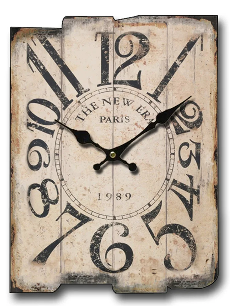 Large Square Wall Clock Retro Wood Creative Vintage Clocks Wall Home Decor Shabby Chic Silent Wall Watch Orologio Da Parete D079