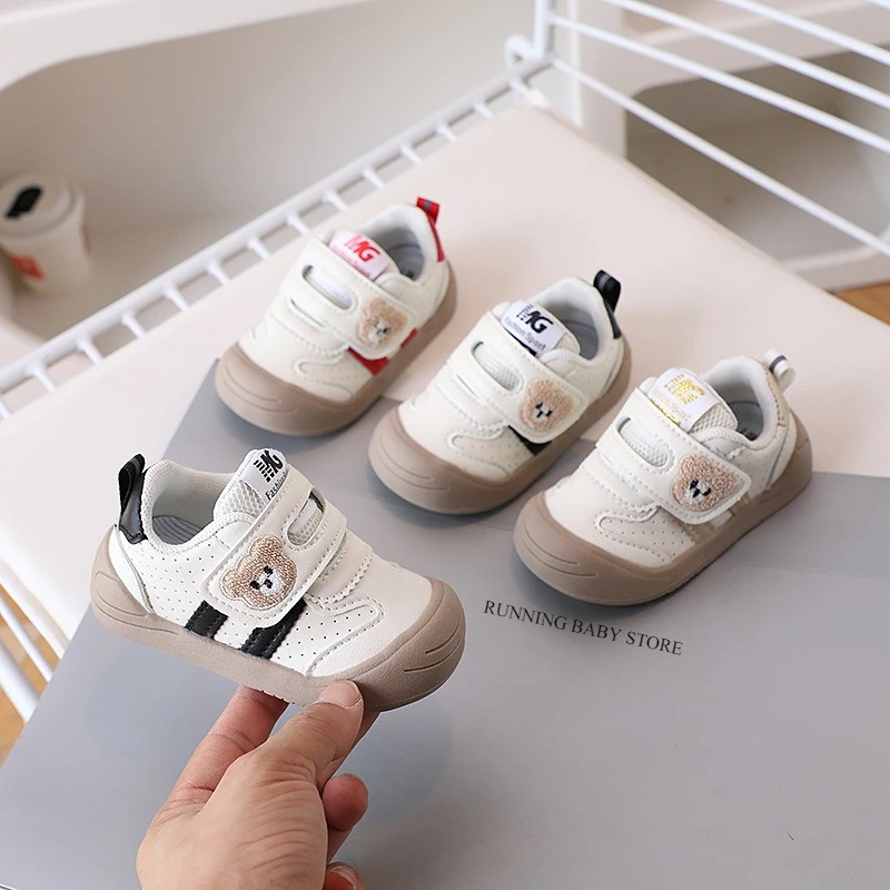

Cute Furry embroidery Bear Kids Sneakers Soft Lightweight Baby Boys Girls Sport Shoes Anti-Slip Toddler Kids Infant Shoes