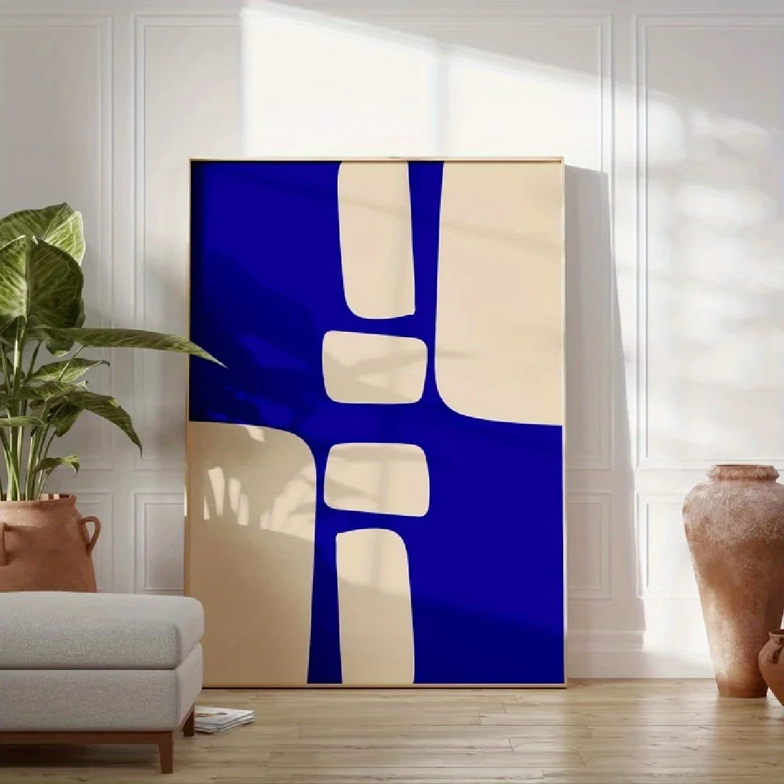 Modern,Retro Royal Blue Minimalist Abstract Wall Art Print Canvas Painting Poster Picture For Living Room,Bedroom Home Decor