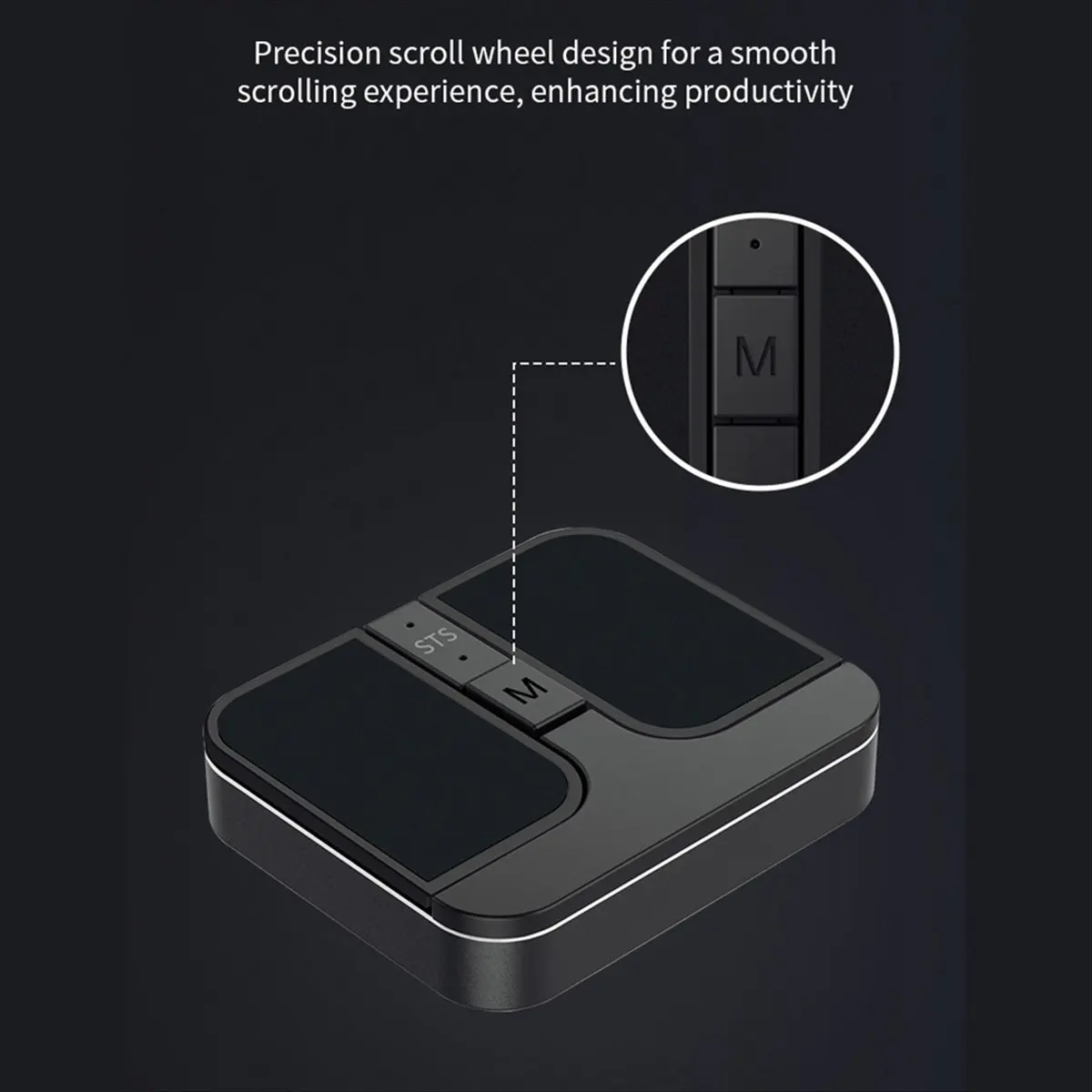 [N88R]Mini Square Mouse Wireless Computer Mouse 3 Mode BT/2.4G/USB Mini Capacitive Mouse for PC Laptop Notebook Desktop Black
