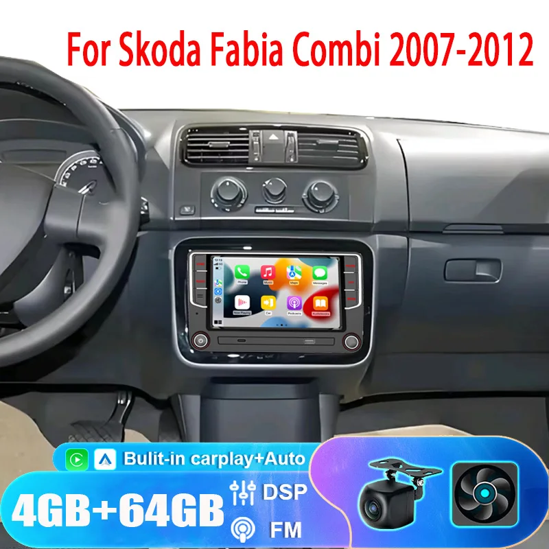 

7'' For Skoda Fabia Combi 2007-2012 Car Radio Head Unit Carplay Apple Android GPS WIFI Auto Intelligent System Multimedia Player