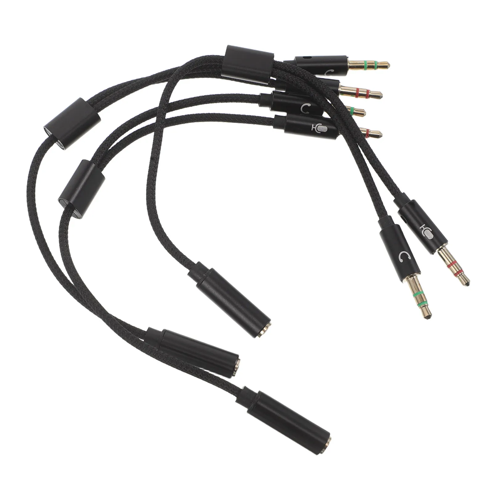 5Pcs Headphone and Mic Adapter Y-Cable Splitter Stereo Audio Cable Female to Male Mic Connector for Computer Gaming Office