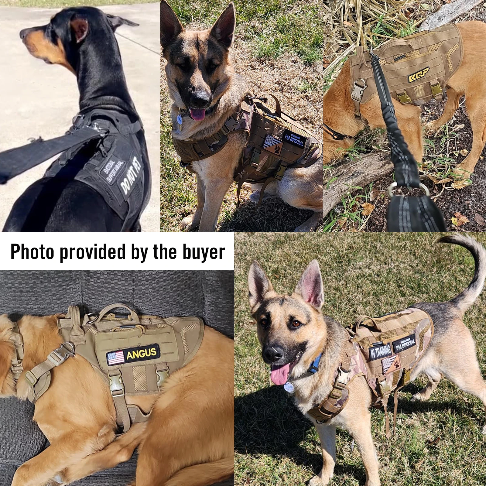 KQP Adjustable Tactical No Pull Dog Harness 1000D Nylon Breathable Mesh MOLLE Metal Buckle Do Not Pet Patch for Medium-Large Dog - view 5