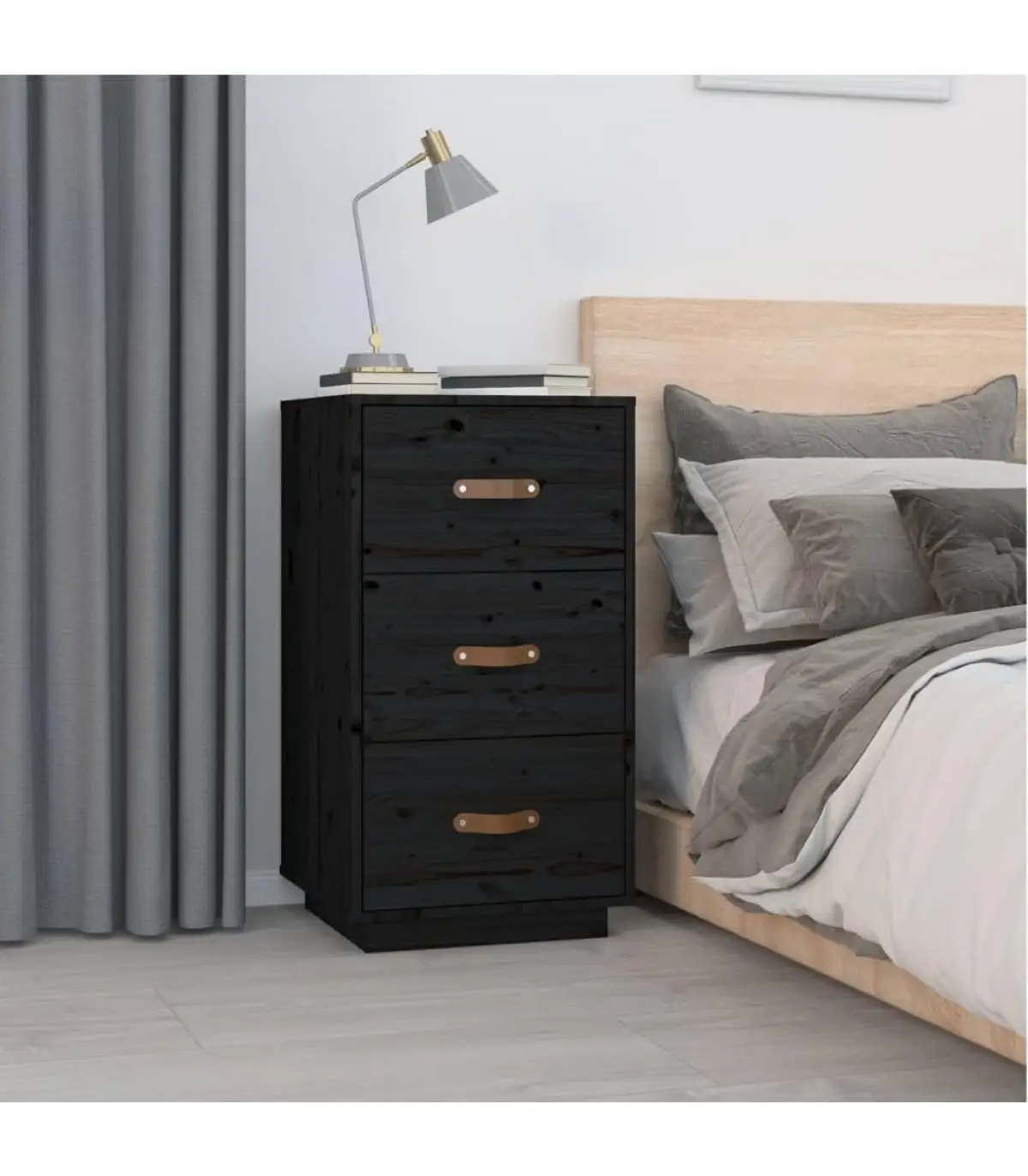 Bedside tables bedside table solid wood pine black 40x40x75 cm