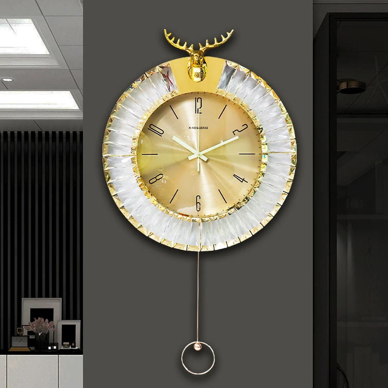 Nordic light luxury wall clock living room home simple atmosphere luminous wall watch fashion creative decoration clock wall han