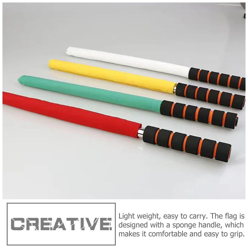 

4pcs Soccer Referee Stainless Steel Rod Sponge Handle Waterproof Durable Racing Signal Flags For Football Lightweight Portable