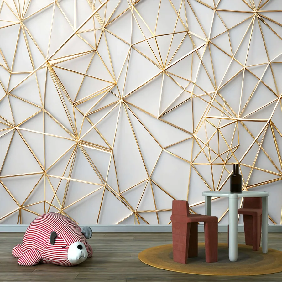 15+ Abstract Geometrc Gold Line Self Adhesive Optional Wallpaper for Living Room Bedroom Renovation Walls Art Home Decor Mural