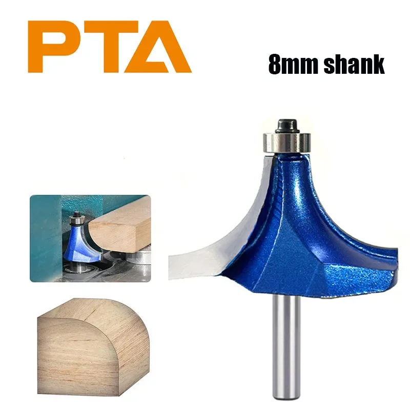 

8mm Shank Carbide Round Corner Router Bit Silver Blue, Woodworking Edge Rounding Chamfer Cutter, Multi-Purpose Engraving