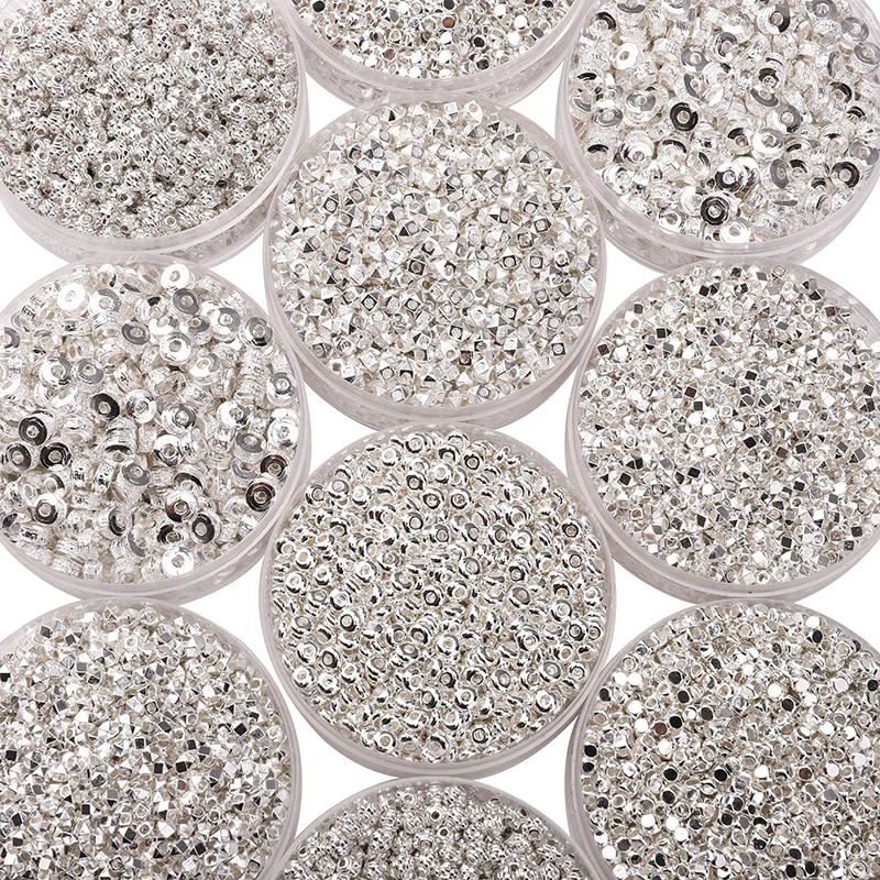 25Pcs/lot Multiple Shapes Alloy Silver Color Metal Beads Loose Spacer Beads For Jewelry Making DIY Bracelets Nekclace Supplies