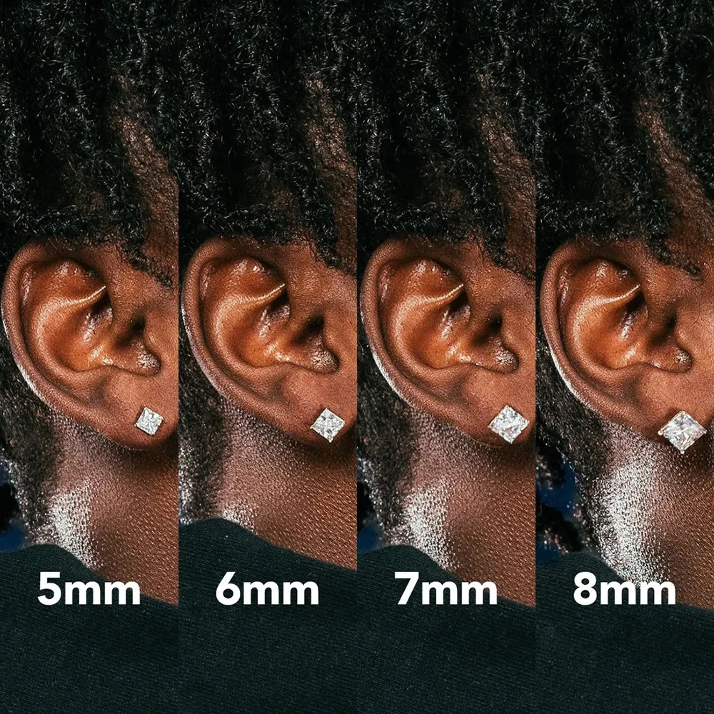 6 pairs Unisex Style Hypoallergenic 316L Medical Stainless Steel Square Cubic Zirconia Stud Earrings Perfect for Holiday Gift