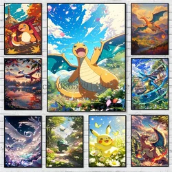 Pokemon Anime Figures Hd Canvas Painting Pikachu Charizard Bulbasaur Charmander Poster Wall Art Picture Home Room Decor Gifts