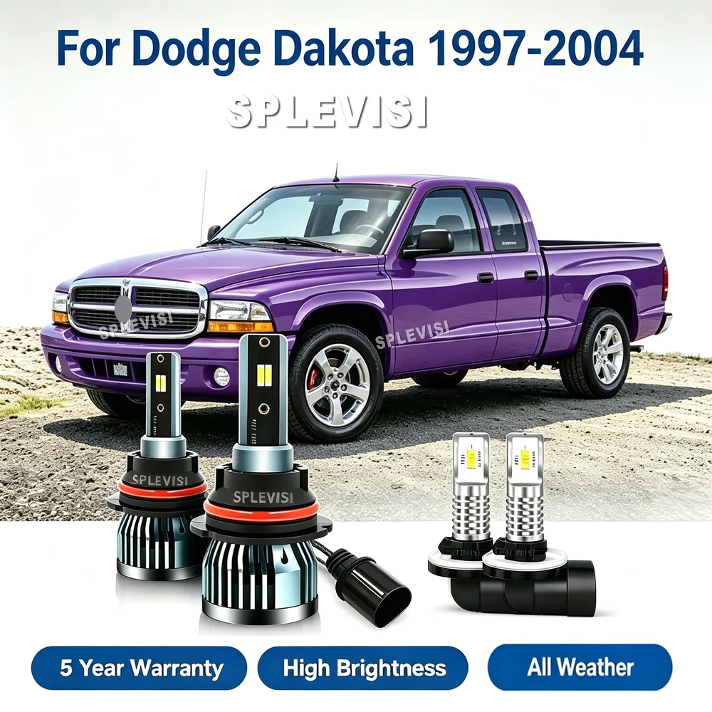 LED Headlight Fog Bulbs - Illuminate the Road Ahead Clearly For Dodge Dakota 1997 1998 1999 2000 2001 2002 2003 2004